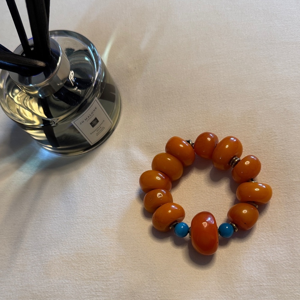 Orange and Blue Beaded Bracelet